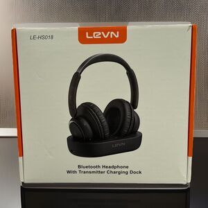 LEVN Wireless Bluetooth Headphones LE-HS018 with Transmitter Charging Dock Black